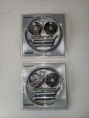IKEA DIGNITET Wire Curtain Hanging Kit in Silver (2-pack) with 24 RIKTIG clips